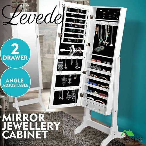 Levede Mirror Jewellery Standing Cabinet Makeup Storage Jewelry Organiser Box
