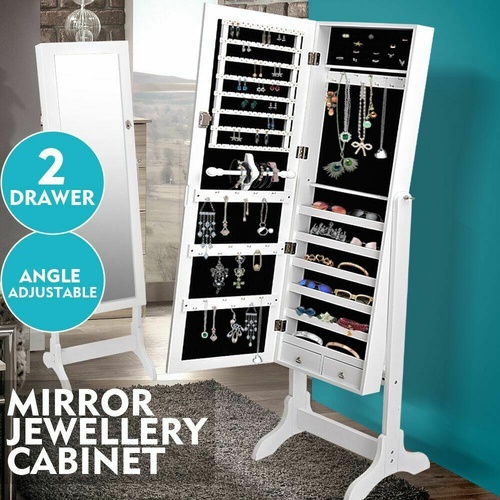 RETURNs Levede Mirror Jewellery Standing Cabinet Makeup Storage Jewelry Organiser Box