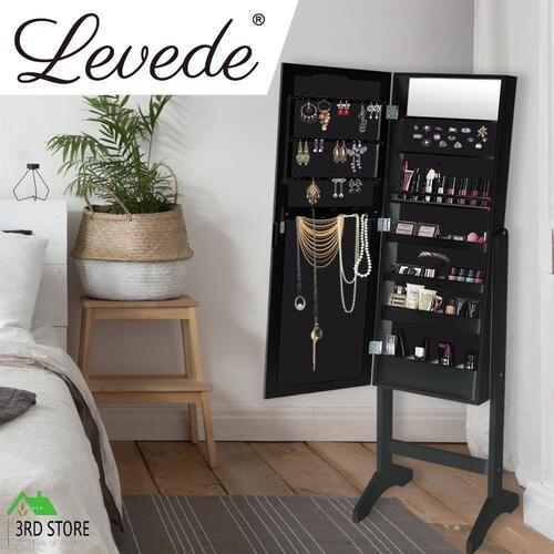 Levede Mirror Jewellery Cabinet LED Light Makeup Storage Jewelry Organiser Box