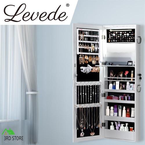 Levede Mirror Jewellery Cabinet Makeup Storage Cosmetic Organiser Hanging w/LED