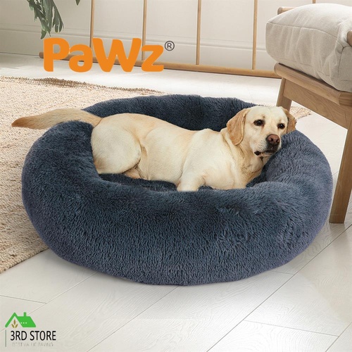 PaWz Pet Bed Cat Dog Donut Nest Calming Mat Soft Plush Kennel  Deep Sleeping L