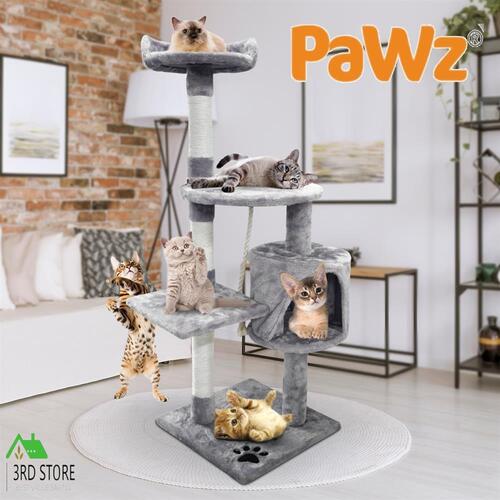 PaWz Cat Trees Scratching Post Tower Scratcher House Furniture Tree 115cm Grey