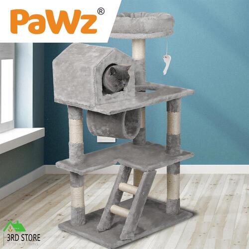 PaWz Cat Tree Scratching Post Scratcher Tower Condo House Furniture Grey 110cm