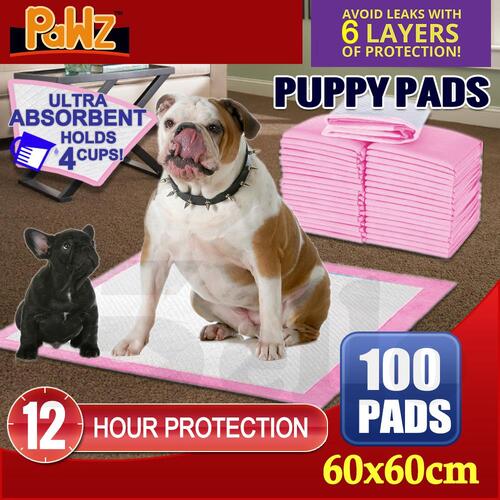 PawZ Pink 100 Pcs 60x60cm Ultra Absorbent Puppy Pet Toilet Training Pads