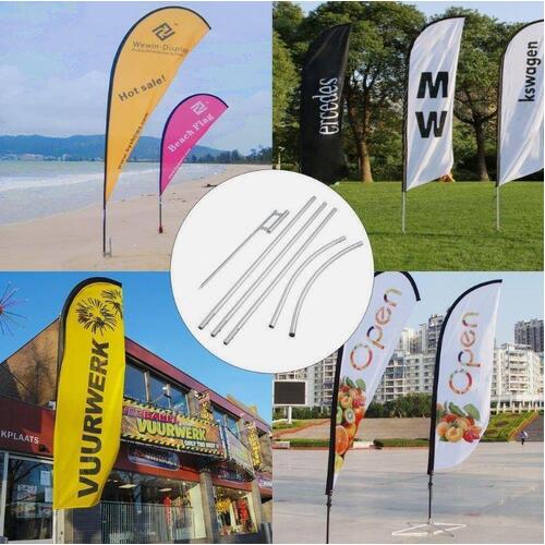 VEVOR Barbers Flag Pole Set x 1 Swooper Feather Flag Shop Flag with Full Kit