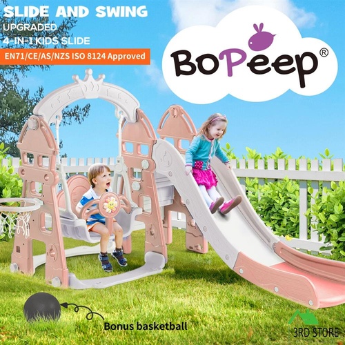 BoPeep Kids Slide Swing Basketball Ring Hoop Activity Center Toddlers Play Set