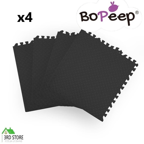 Bopeep Kids Play Mat Floor Baby Crawling Mats Foldable Waterproof Carpet Black
