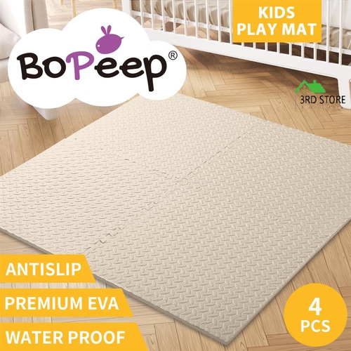Bopeep Kids Play Mat Floor Baby Crawling Mats Foldable Waterproof Carpet White