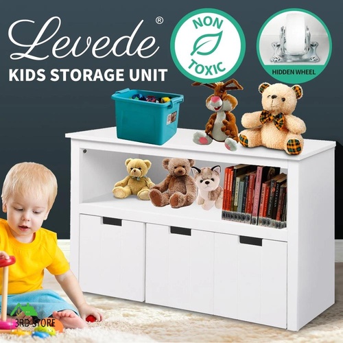 RETURNs Kids Toy Storage Unit Organiser Box Bookshelf Children Bookcase Shelf Wooden