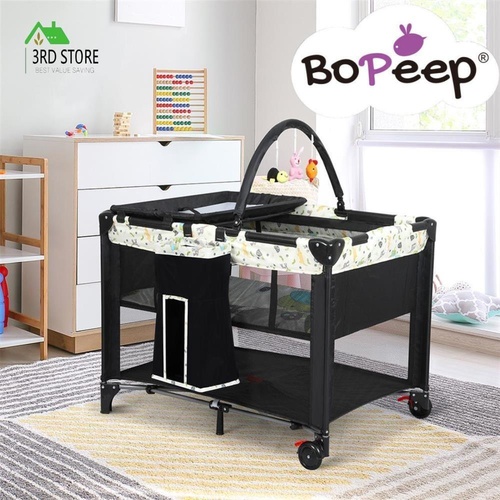 BoPeep Baby Cot Bed Crib Portable Bassinet Safety Rails Fence Foldable Travel
