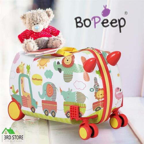 BoPeep Kids Ride On Suitcase Children Travel Luggage Carry Bag Trolley Zoo