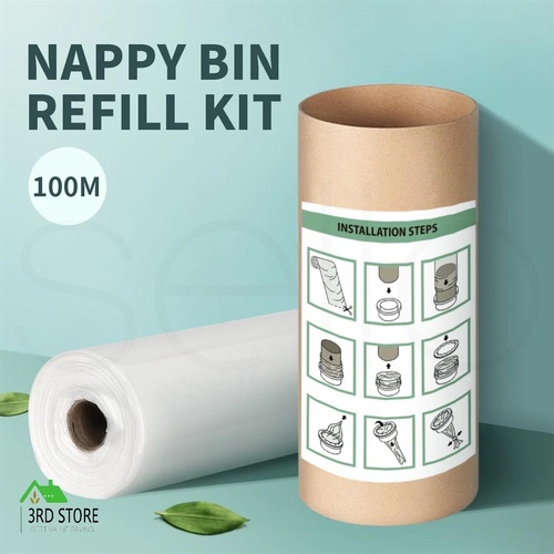 100m Nappy Bin Refill Kit Compatible With Tommee Tippee Sangenic Liner Film