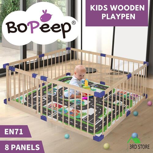 BoPeep Kids Playpen Wooden Baby Safety Gate Fence Child Play Game Toy Security L