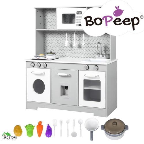 BoPeep Kids Kitchen Play Set Wooden Toy Children Cooking Role Food Home Cookware