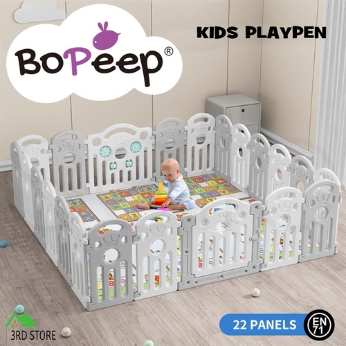 BoPeep Kids Playpen Baby Safety Gate Toddler Fence Child Play Game Toy 22 Grey