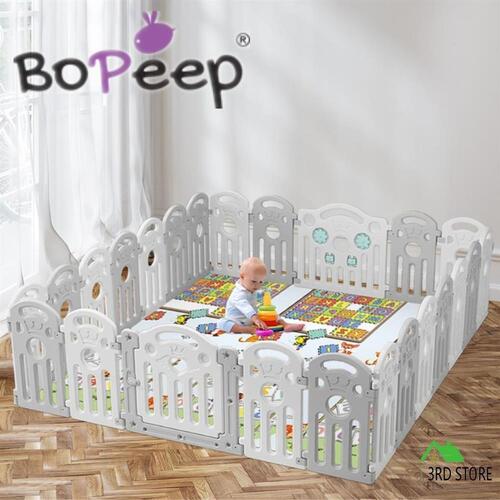 BoPeep Kids Playpen Baby Safety Gate Toddler Fence Child Play Game Toy 24 Grey