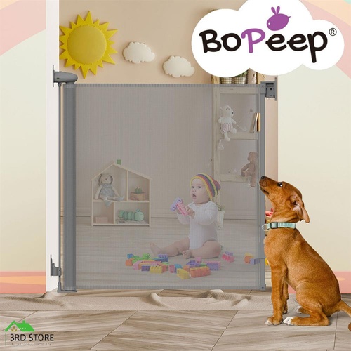 Bopeep Baby Safety Gates Mesh Retractable Pet Stair Doorways Guard 150CM Grey
