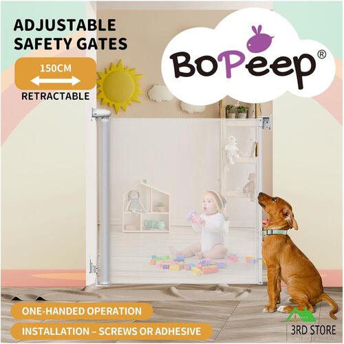 Bopeep Baby Safety Gates Adjustable Retractable Pet Stair Doorways Guard 1.5m