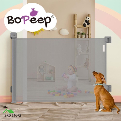 Bopeep Baby Safety Gates Mesh Retractable Pet Stair Doorways Guard 3000CM Grey