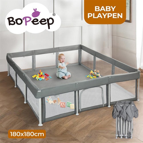 Bopeep Kids Playpen Pop-up Foldable Baby Safety Mesh Fence Toddler 180x180cm