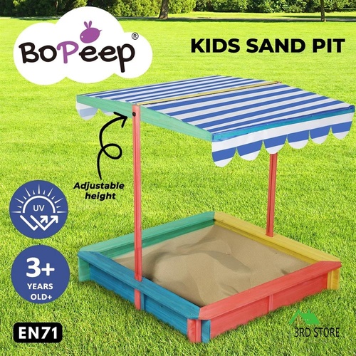Bopeep Kids Sandpit with Canopy Outdoor Toy Set Wooden Sandbox 120cm Height