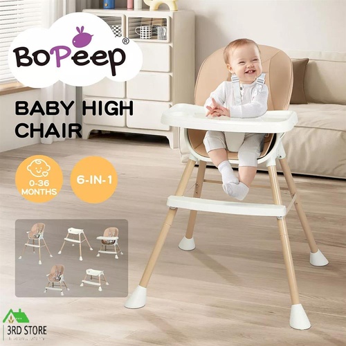 RETURNs Bopeep Baby High Chair 6-In-1 Removable Seat Trays Adjustable Height Eating Pink