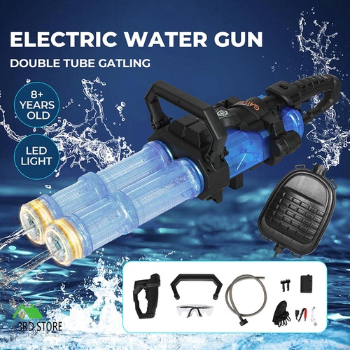Gatling Water Gun Blaster Electric for Adult Kid with LED Toys Dual Barrel
