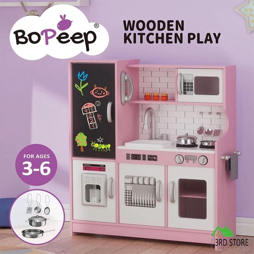 Bopeep Kids Kitchen Set Wooden Pretend Play Cooking Toy