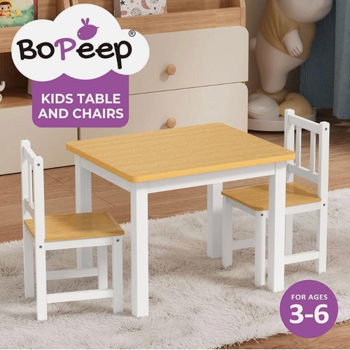 Bopeep Kids Table and Chairs Set Wooden Study Play Desk Children Activity 3Pcs