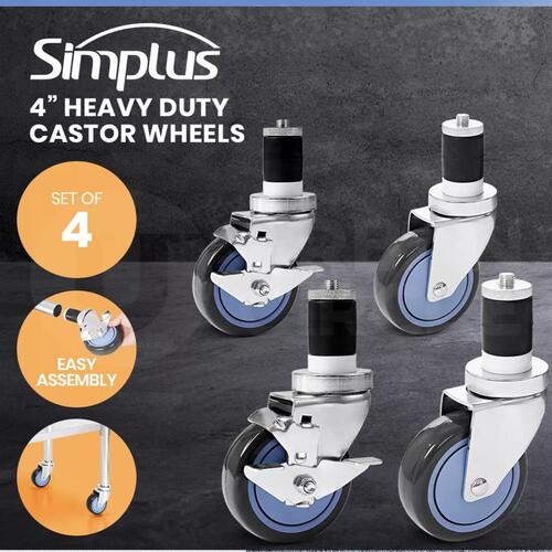 Simplus 4" Swivel Castor Wheels for Kitchen Bench Trolley Prep Table Set of 4