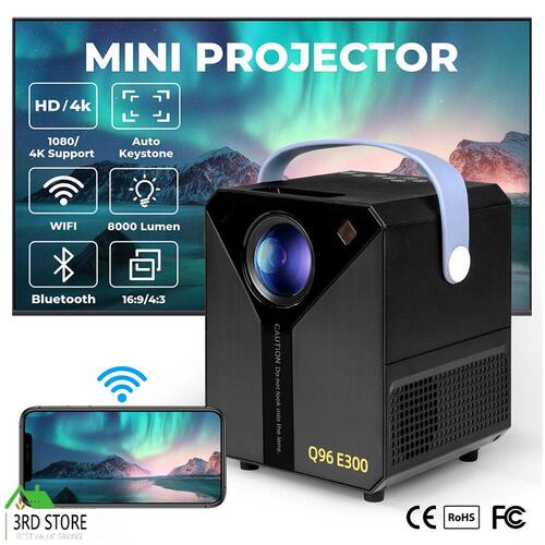 Projector Home Portable Cinema HDMI Theatre 4K 1080P 5G WiFi USB Bluetooth Stand