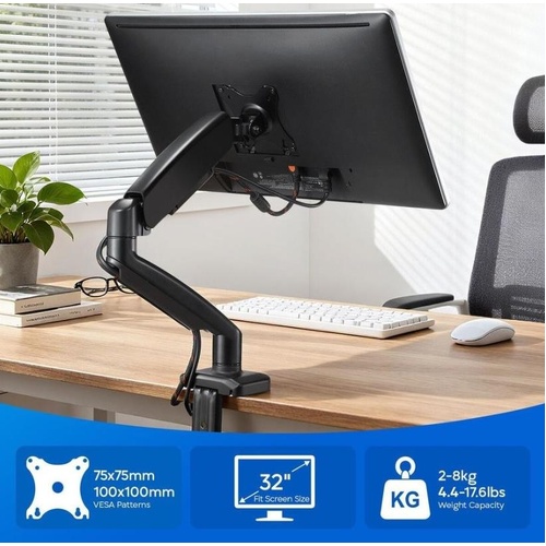 Monitor Riser Stand Single Arm Fully Adjustable Desk Mount 13-32Inch Computer