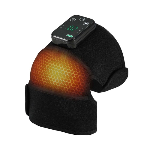 Livemor Knee Massager with Heat, Cordless Heated Knee Massage for Pain Relief with 3 Heating Levels, 3 Vibration Modes,Gentle Lights, Adjustable Strap