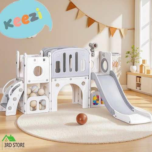 Keezi Kids Slide Swing Set Ball Hoop Rings Football Outdoor Toys