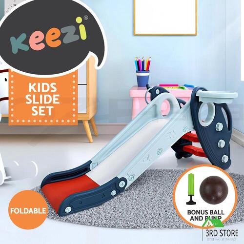 Keezi Kids Slide Set Outdoor Playground Basketball Hoop Ring Toddler Play Activity Indoor