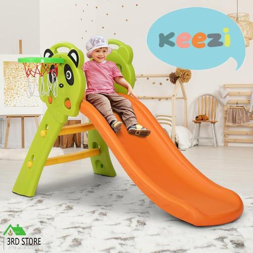Keezi Kids Slide Basketball Hoop Activity Center Outdoor Toddler Play Set Orange