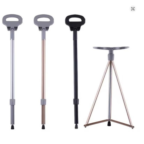 Folding Crutch Stool, Capacity, Aluminum Walking Stick Retractable Hiking Cane