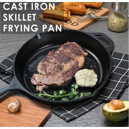 TOQUE Non Stick Frying Pan Cast Iron Steak Skillet Round BBQ Grill Cookware 30cm