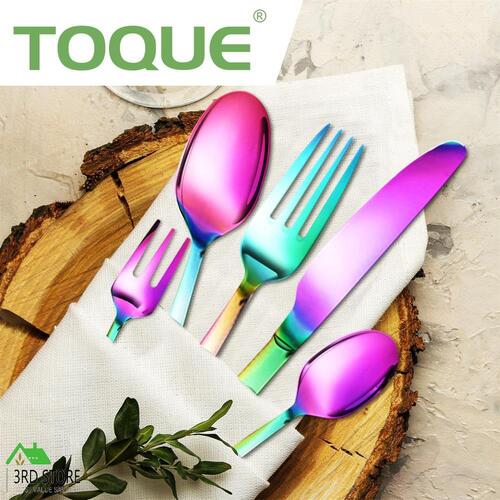 Stainless Steel Cutlery Set Glossy Knife Fork Spoon Teaspoon Child Rainbow 30pcs