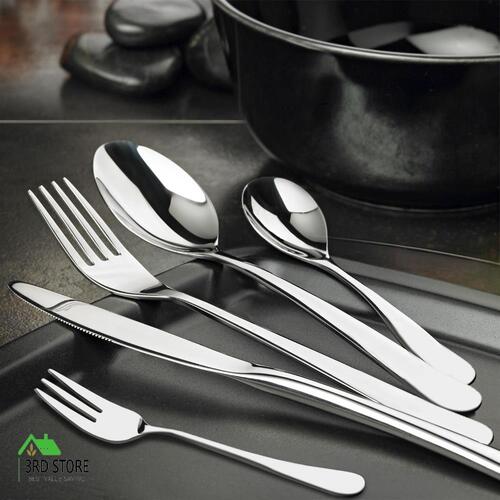 Cutlery Set Knife Fork Spoon Tableware Set Glossy Silver Stainless Steel 30pcs