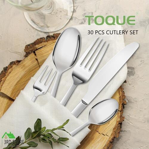 Cutlery Set Knife Fork Spoon Tableware Set Glossy Silver Stainless Steel 30pcs