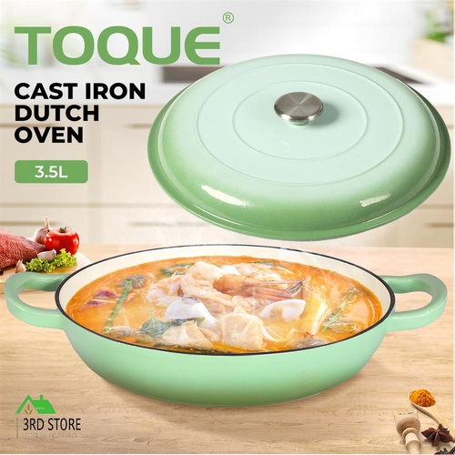 Toque Enamel Dutch Oven Cast Iron Frying Pan Casserole Pot Slow Cook Lid 3.5L GN