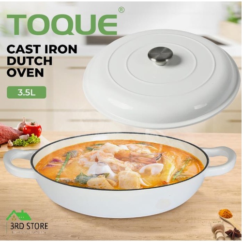 Toque Enamel Dutch Oven Cast Iron Frying Pan Casserole Pot Slow Cook Lid 3.5L WH