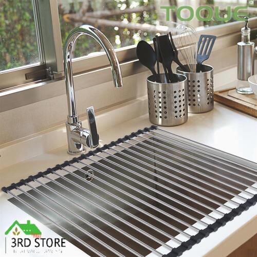 Stainless Steel Sink Kitchen Dish Drainer Foldable Drying Rack Roll-Up RackOver Type 1