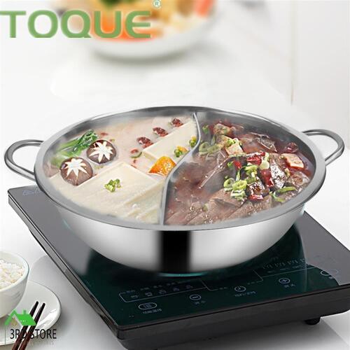 34cm Stainless Steel Twin Mandarin Duck Hot Pot Induction Cooker Without Lid