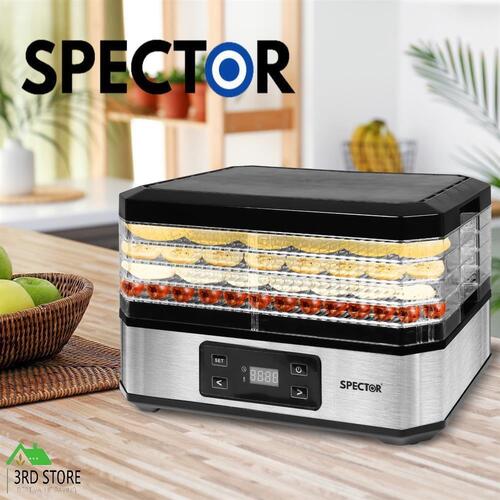Spector Food Dehydrators Stainless Steel Beef Jerky Maker Fruit Dryer 5Trays LCD