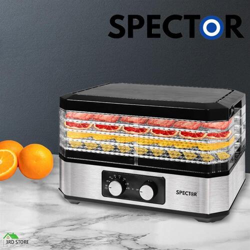 Food Dehydrators Stainless Steel Beef Jerky Maker 5 Trays Fruit Meat Dryer Knob