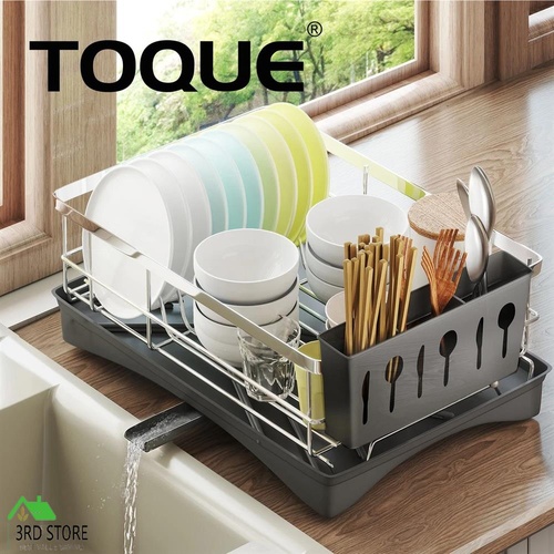Toque Dish Drying Rack Plate Drainer Cup Holder Cutlery Tray Kitchen Organizer