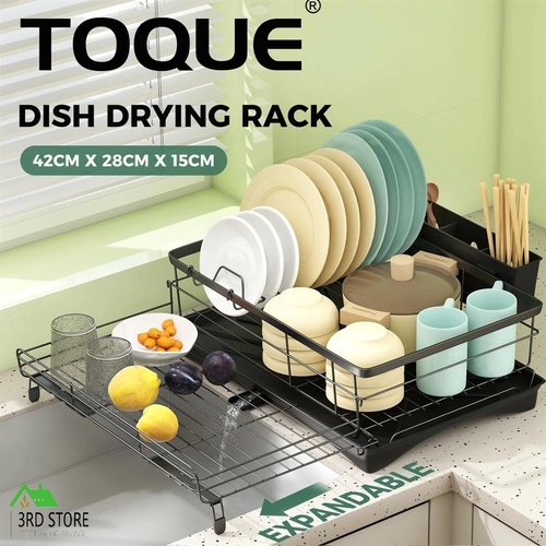 Toque Expandable Dish Drying Rack Drain Bowl Holder Dry Tray Kitchen Organizer