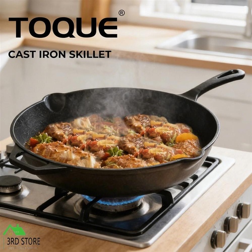 Toque Non Stick Frying Pan Cast Iron Steak Skillet BBQ Grill Cookware 38.5cm